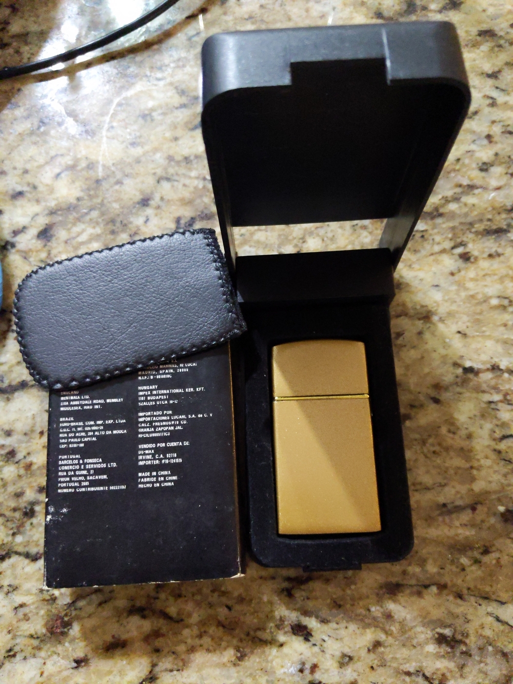 Brushed Gold Flip-Top Metal Lighter in Presentation Case